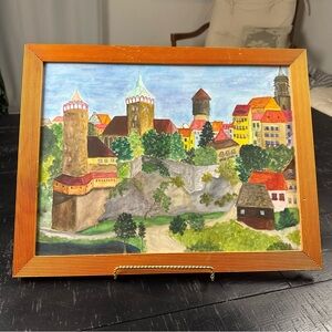 Bautzen Germany Watercolor Signed By Artist Anna Steinke Framed Cityscape Land